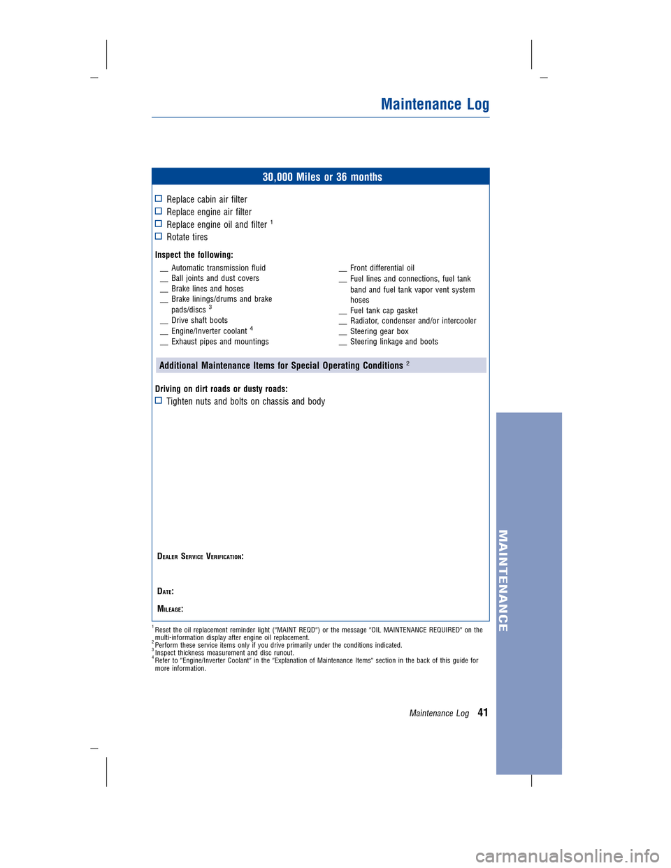 TOYOTA CAMRY HYBRID 2010 XV40 / 8.G Warranty And Maintenance Guide 