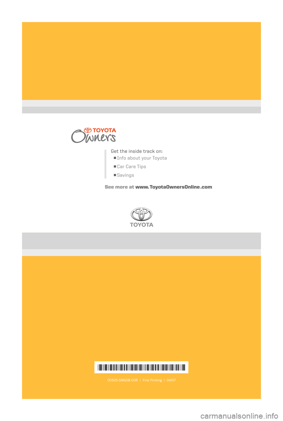TOYOTA COROLLA 2008 10.G Scheduled Maintenance Guide 