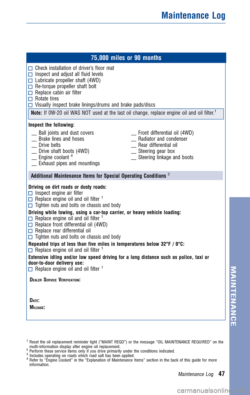 TOYOTA FJ CRUISER 2010 1.G Warranty And Maintenance Guide 