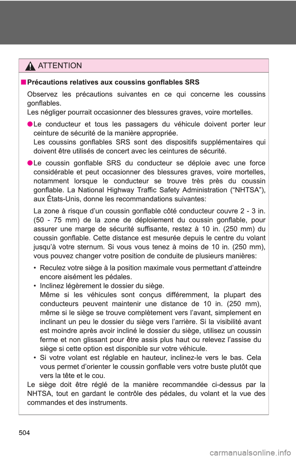 TOYOTA FJ CRUISER 2011 1.G Owners Manual 504 