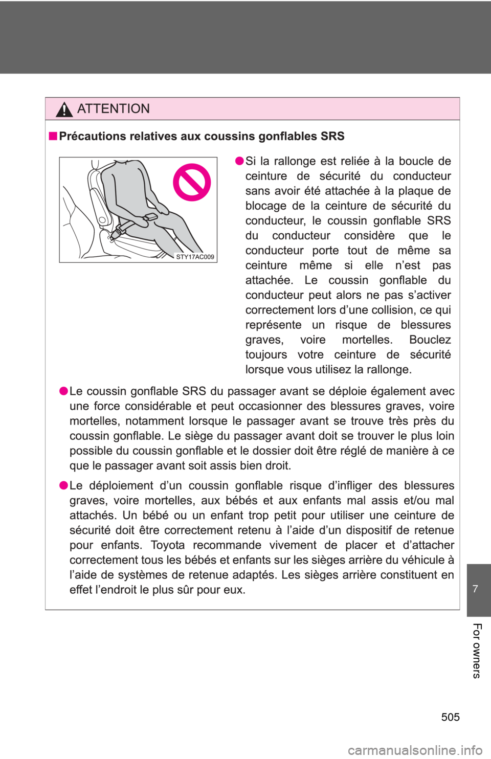 TOYOTA FJ CRUISER 2011 1.G Owners Manual 505
7
For owners 