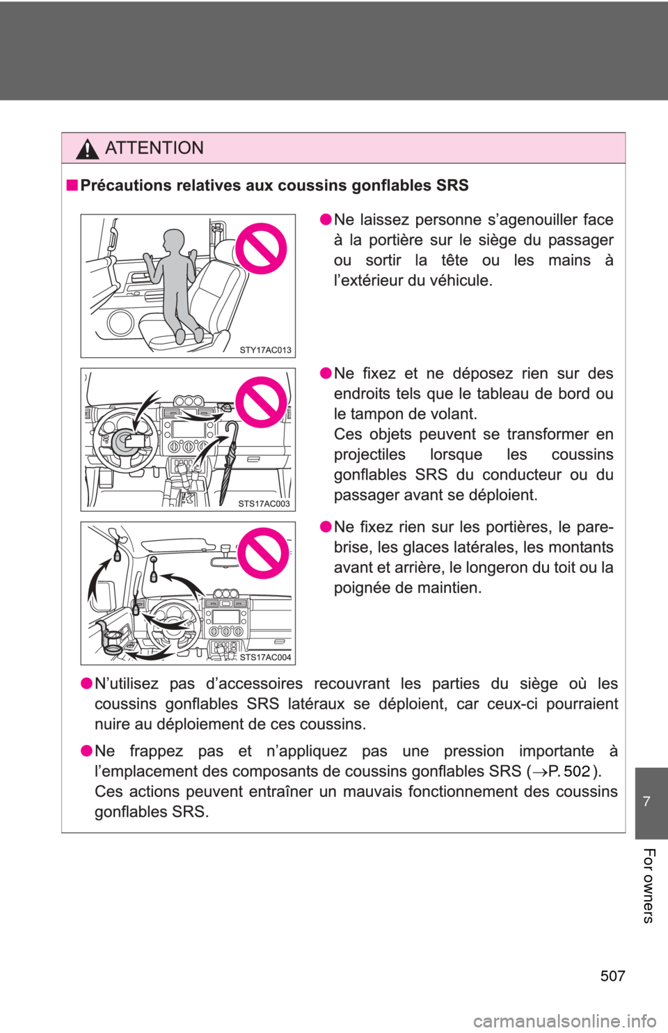 TOYOTA FJ CRUISER 2011 1.G Owners Manual 507
7
For owners
502 