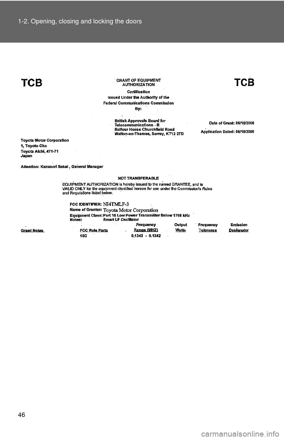 TOYOTA HIGHLANDER 2009 XU40 / 2.G Owners Manual 46 1-2. Opening, closing and locking the doors 