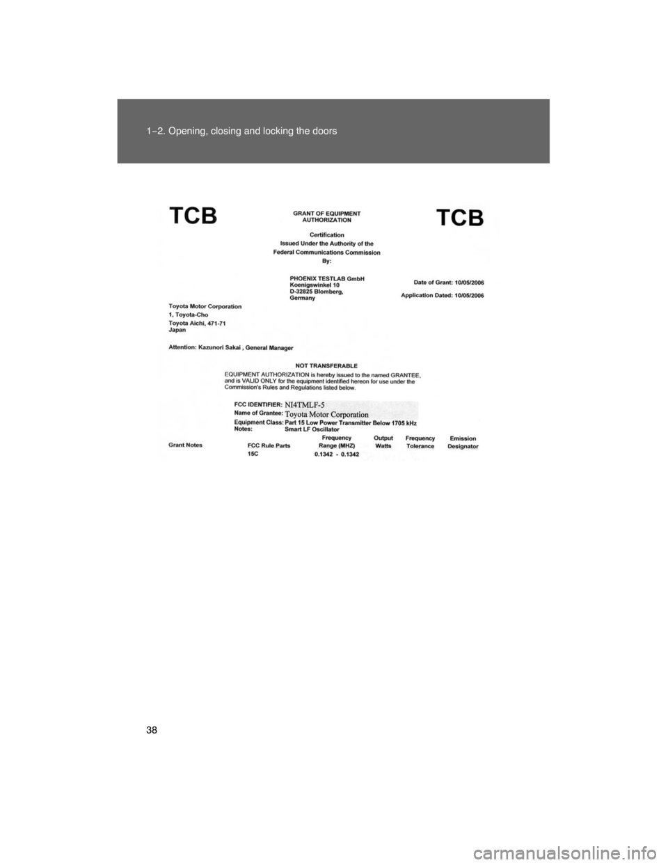 TOYOTA LAND CRUISER 2008 J200 Owners Manual 38 1−2. Opening, closing and locking the doors 