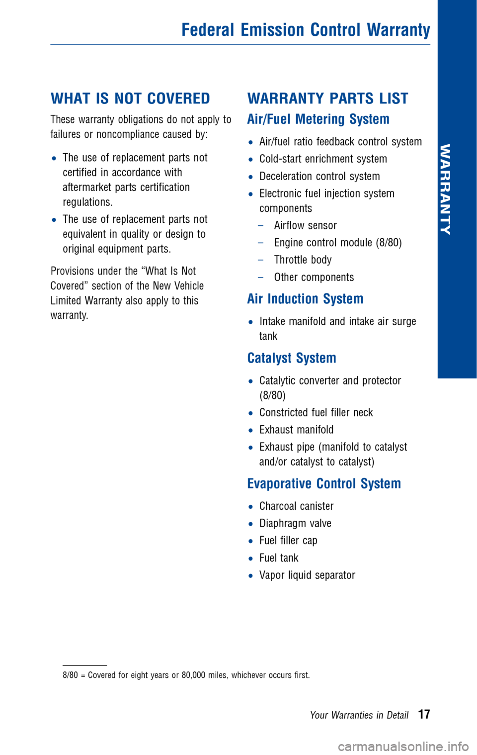 TOYOTA MATRIX 2010 E140 / 2.G Warranty And Maintenance Guide 
