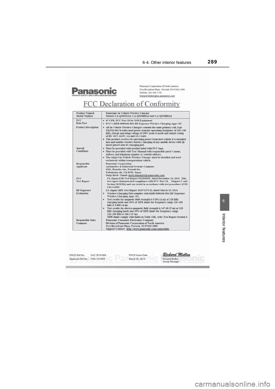TOYOTA MIRAI 2016 1.G Owners Manual 2896-4. Other interior features
6
Interior features
MIRAI_OM_USA_OM62004U 