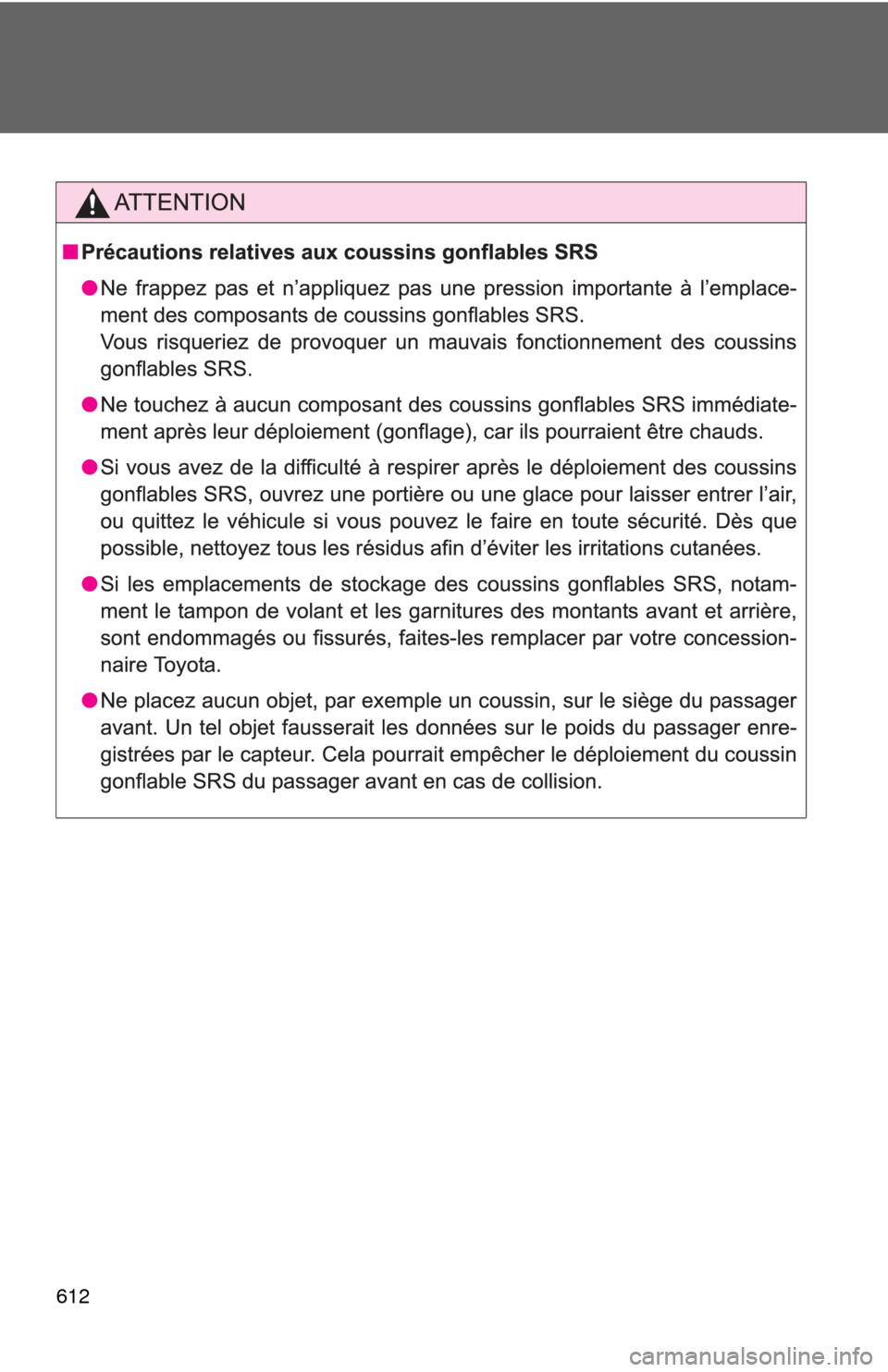 TOYOTA PRIUS 2012 3.G Owners Manual 612 
