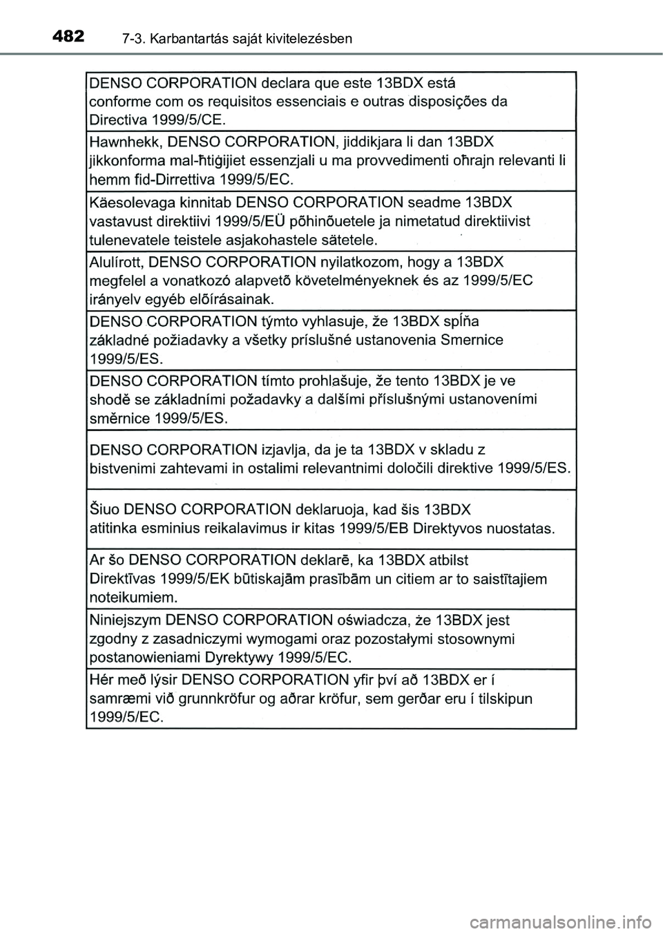 TOYOTA AVENSIS 2018  Kezelési útmutató (in Hungarian) 4827-3. Karbantartás saját kivitelezésben 