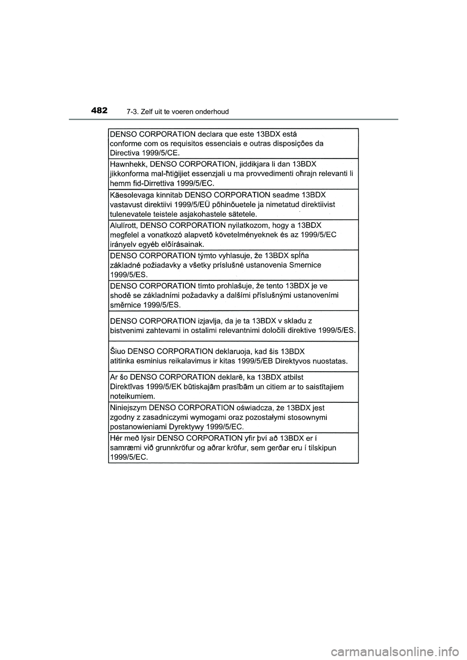 TOYOTA AVENSIS 2018  Instructieboekje (in Dutch) 4827-3. Zelf uit te voeren onderhoud
AVENSIS_OM_OM20C79E_(EE)
AVENSIS_OM_OM20C79E_(EE).book  Page 482  Friday, September 15, 2017  11:12 AM 