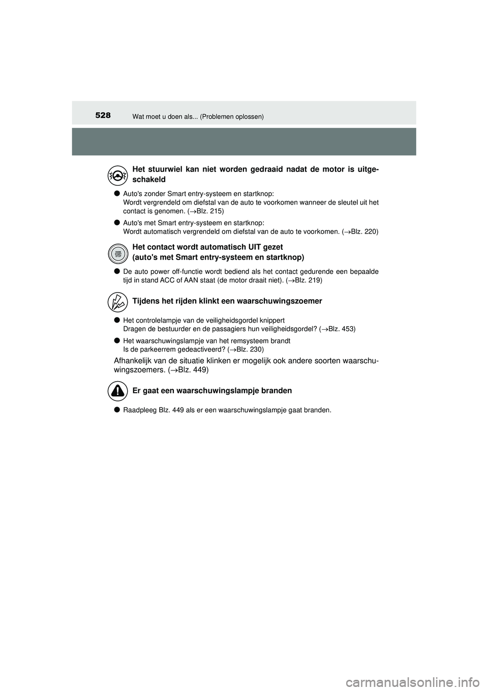 TOYOTA AYGO 2021  Instructieboekje (in Dutch) 528Wat moet u doen als... (Problemen oplossen)
AYGO_OM_Europe_OM9A012E
●Autos zonder Smart entry-systeem en startknop: 
Wordt vergrendeld om diefstal van de auto te voorkomen wanneer de sleutel uit