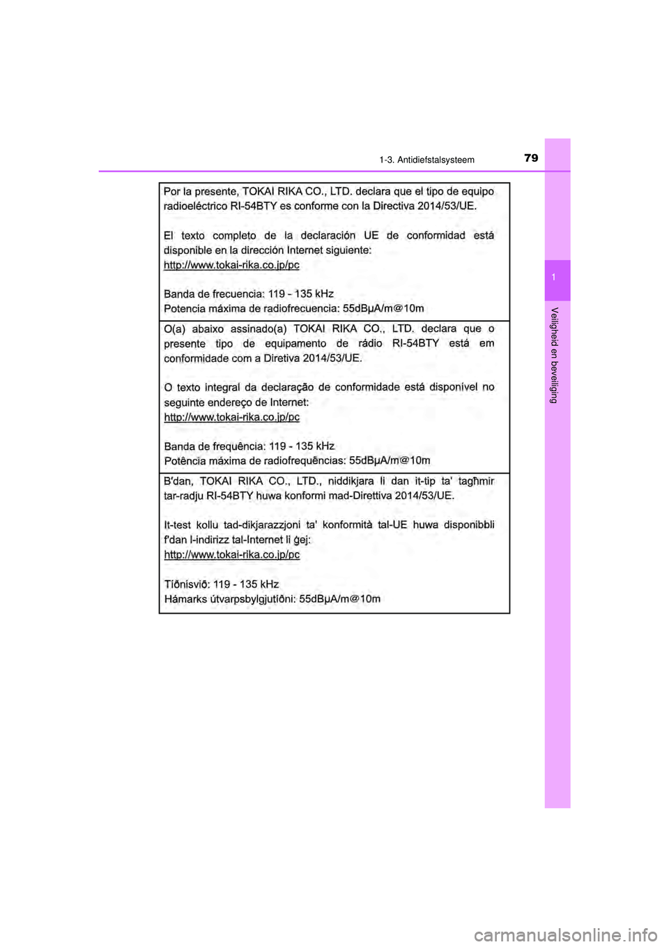TOYOTA AYGO 2021  Instructieboekje (in Dutch) 791-3. Antidiefstalsysteem
1
Veiligheid en beveiliging
AYGO_OM_Europe_OM9A012E
AYGO_OM_Europe_OM9A012E.book  Page 79  Wednesday, October 28, 2020  10:30 AM 