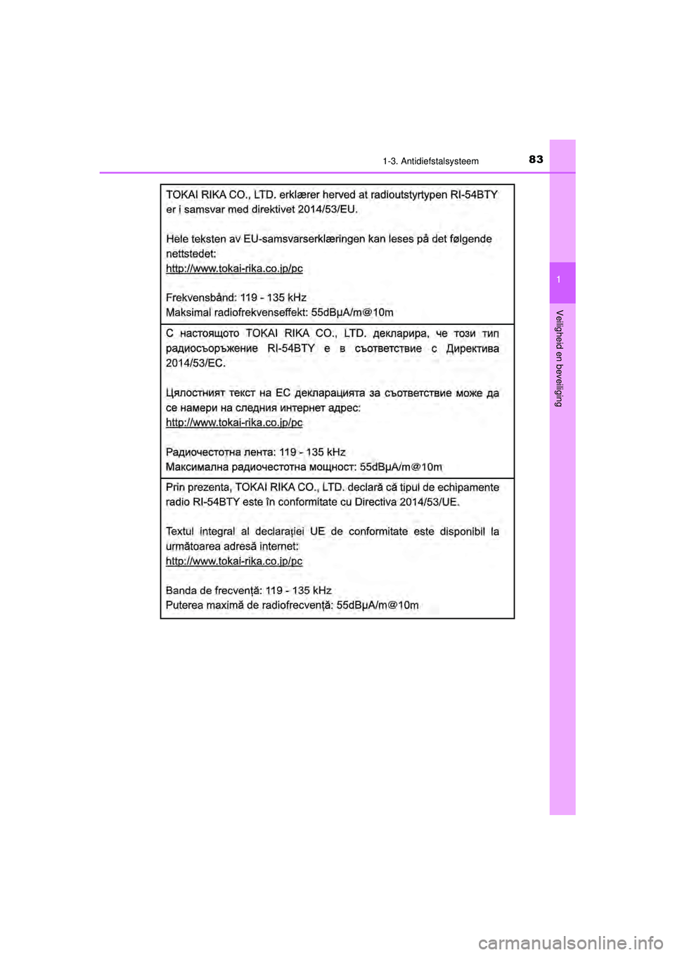 TOYOTA AYGO 2021  Instructieboekje (in Dutch) 831-3. Antidiefstalsysteem
1
Veiligheid en beveiliging
AYGO_OM_Europe_OM9A012E
AYGO_OM_Europe_OM9A012E.book  Page 83  Wednesday, October 28, 2020  10:30 AM 