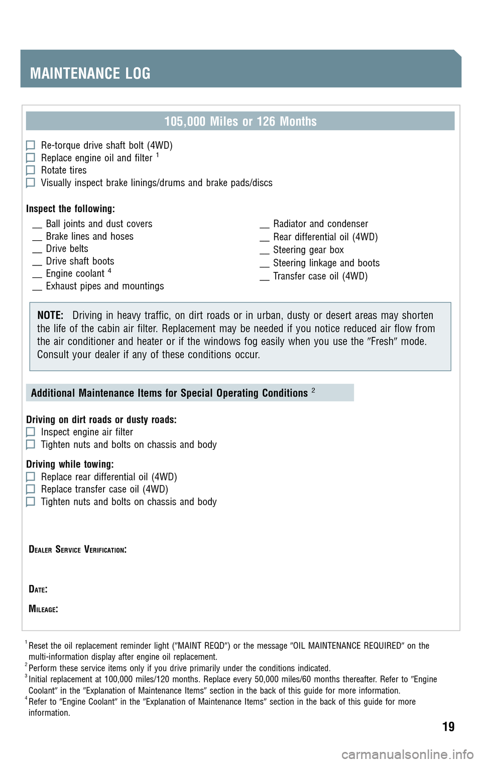 TOYOTA RAV4 2009 XA30 / 3.G Scheduled Maintenance Guide 