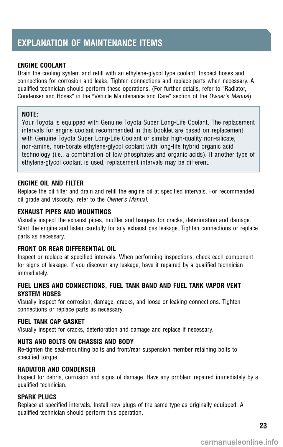 TOYOTA RAV4 2009 XA30 / 3.G Scheduled Maintenance Guide 