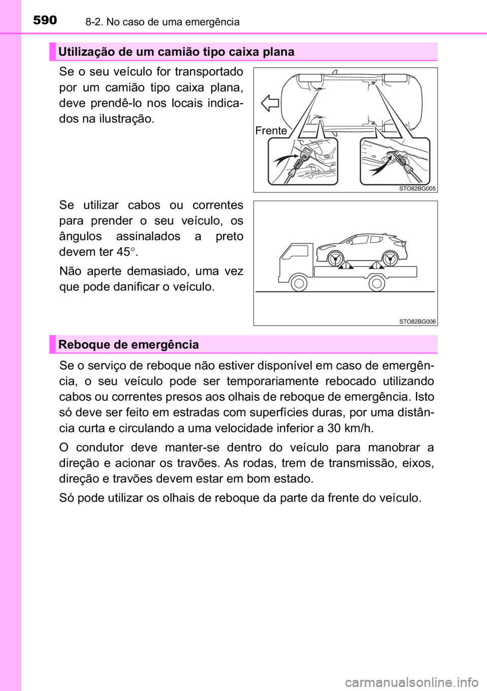 TOYOTA C_HR HYBRID 2016  Manual de utilização (in Portuguese) 590������1�R��F�D�V�R��G�H��X�P�D��H�P�H�U�J�r�Q�F�L�D
�6�H� �R� �V�H�X� �Y�H�t�F�X�O�R� �I�R�U� �W�U�D�Q�V�S�R�U�W�D�G�R
�S�R�U� �X�P� �F�D�P�L�m�R� �W�L�S�R� �F�D�L�[�D� �S�O�D�Q�