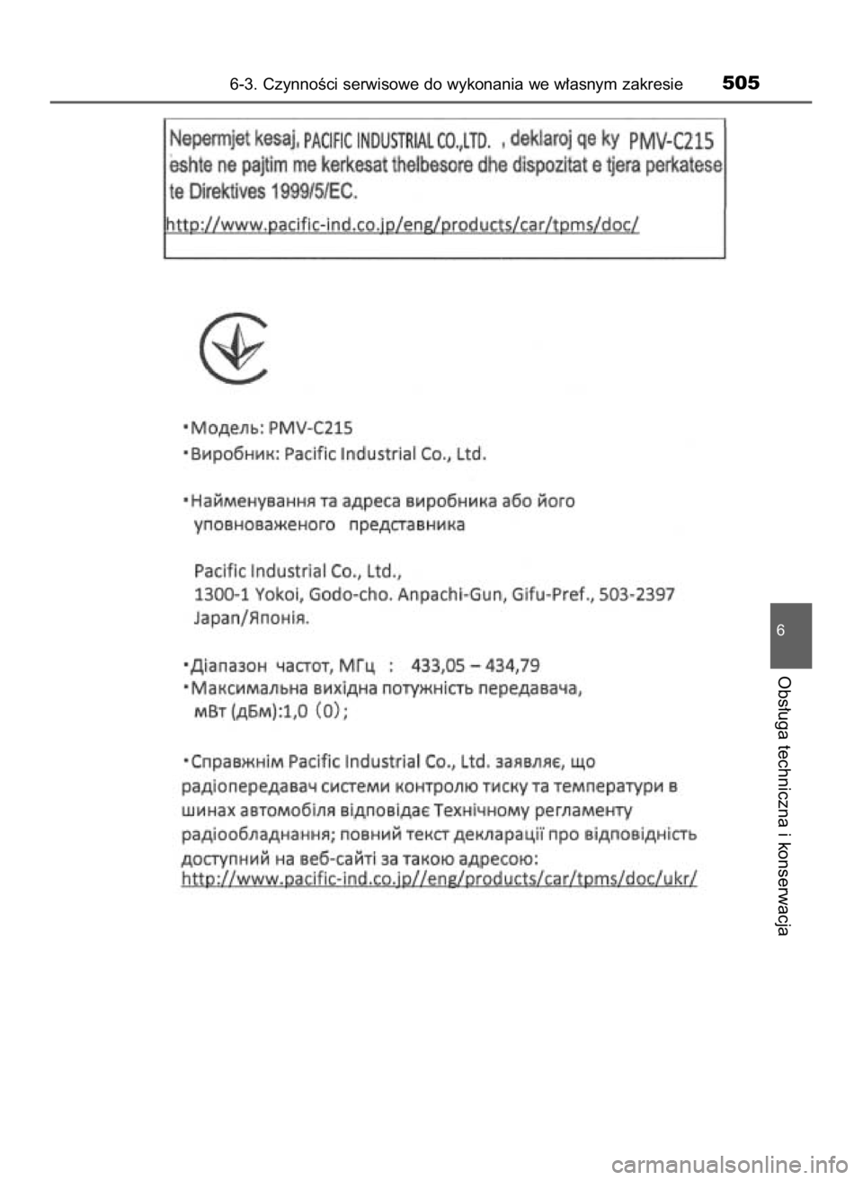 TOYOTA CAMRY 2020  Instrukcja obsługi (in Polish) 6-3. CzynnoÊci serwisowe do wykonania we w∏asnym zakresie505
6
Obs∏uga techniczna i konserwacja
16 Camry HV OM33E11E +  3/11/20  8:35 AM  Page 505    (Black plate) 