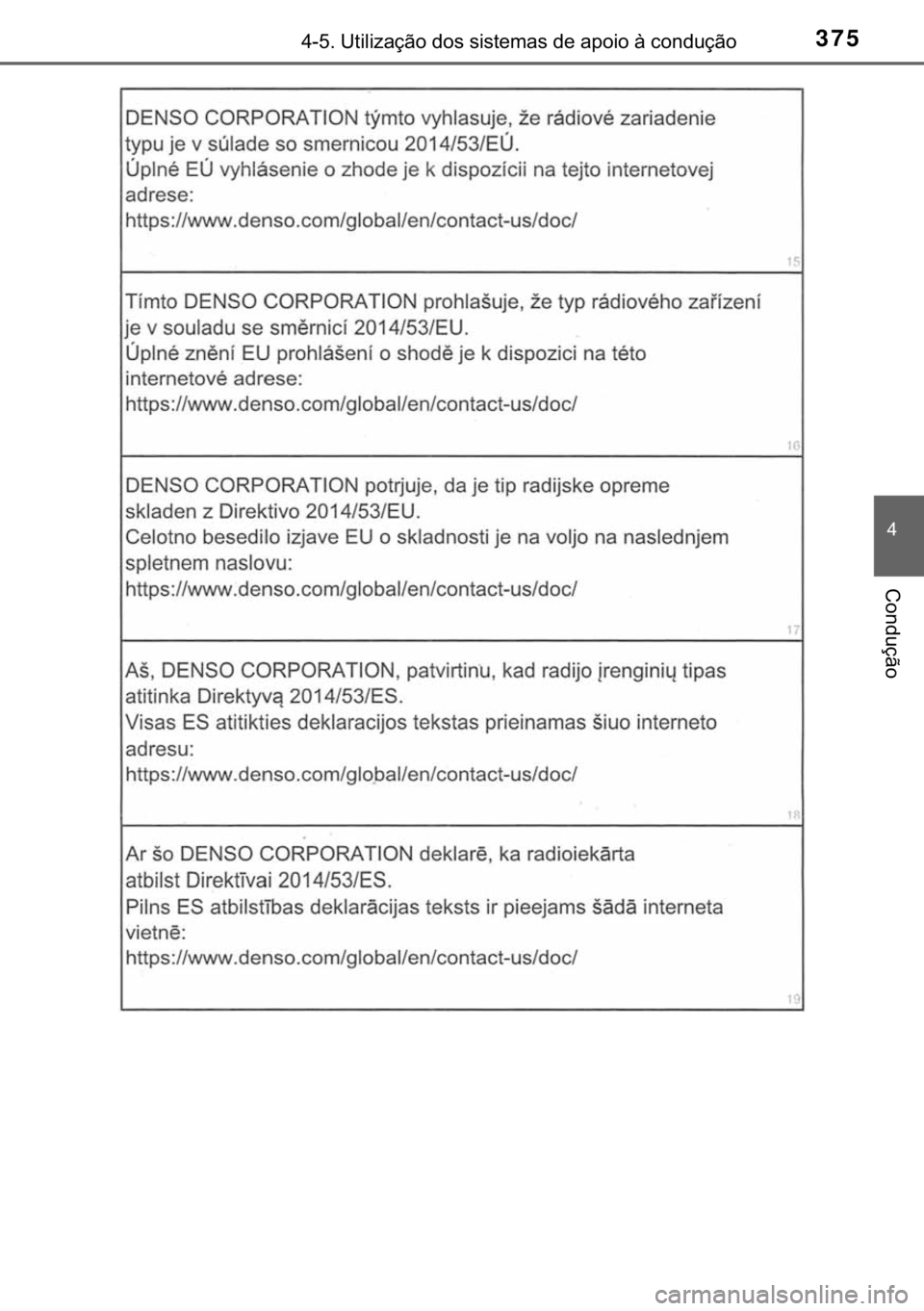 TOYOTA CAMRY 2020  Manual de utilização (in Portuguese) 375������8�W�L�O�L�]�D�o�m�R��G�R�V��V�L�V�W�H�P�D�V��G�H��D�S�R�L�R��j��F�R�Q�G�X�o�m�R
�
�&�R�Q�G�X�o�m�R 