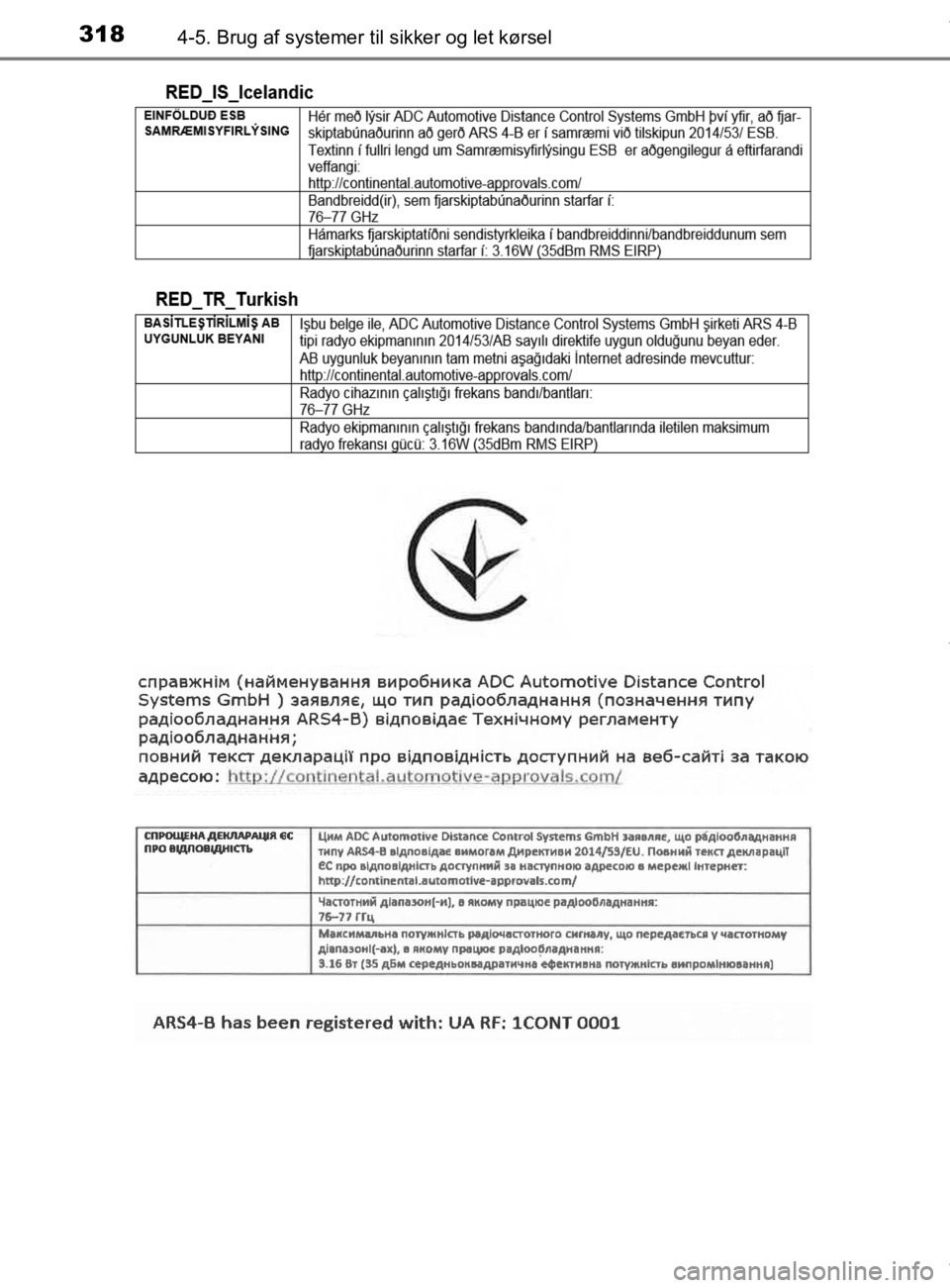TOYOTA CAMRY 2019  Brugsanvisning (in Danish) 3184-5. Brug af systemer til sikker og let kørsel
OM33E11DK
OM33E11DK.book  Page 318  Monday, March 9, 2020  1:49 PM 