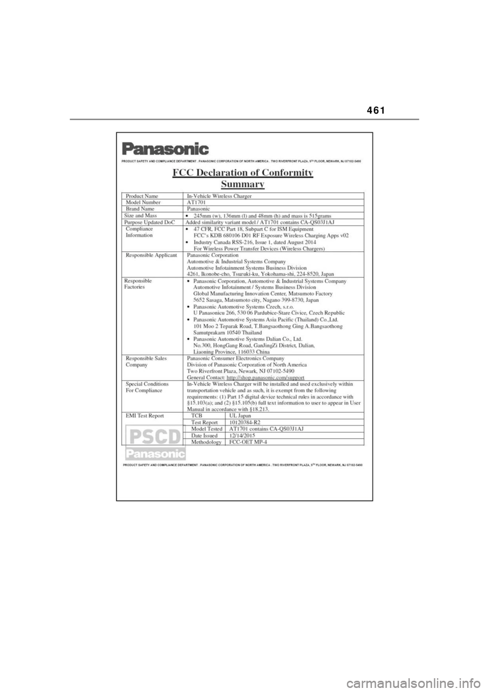 TOYOTA COROLLA 2023  Owners Manual 461 