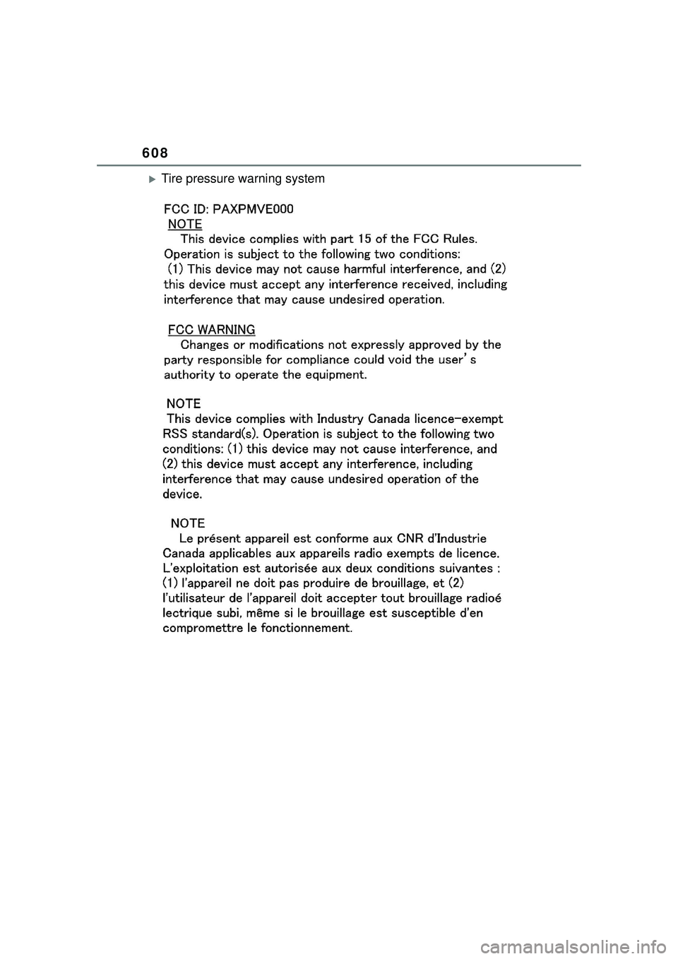 TOYOTA COROLLA CROSS 2022  Owners Manual 608
Tire pressure warning system 