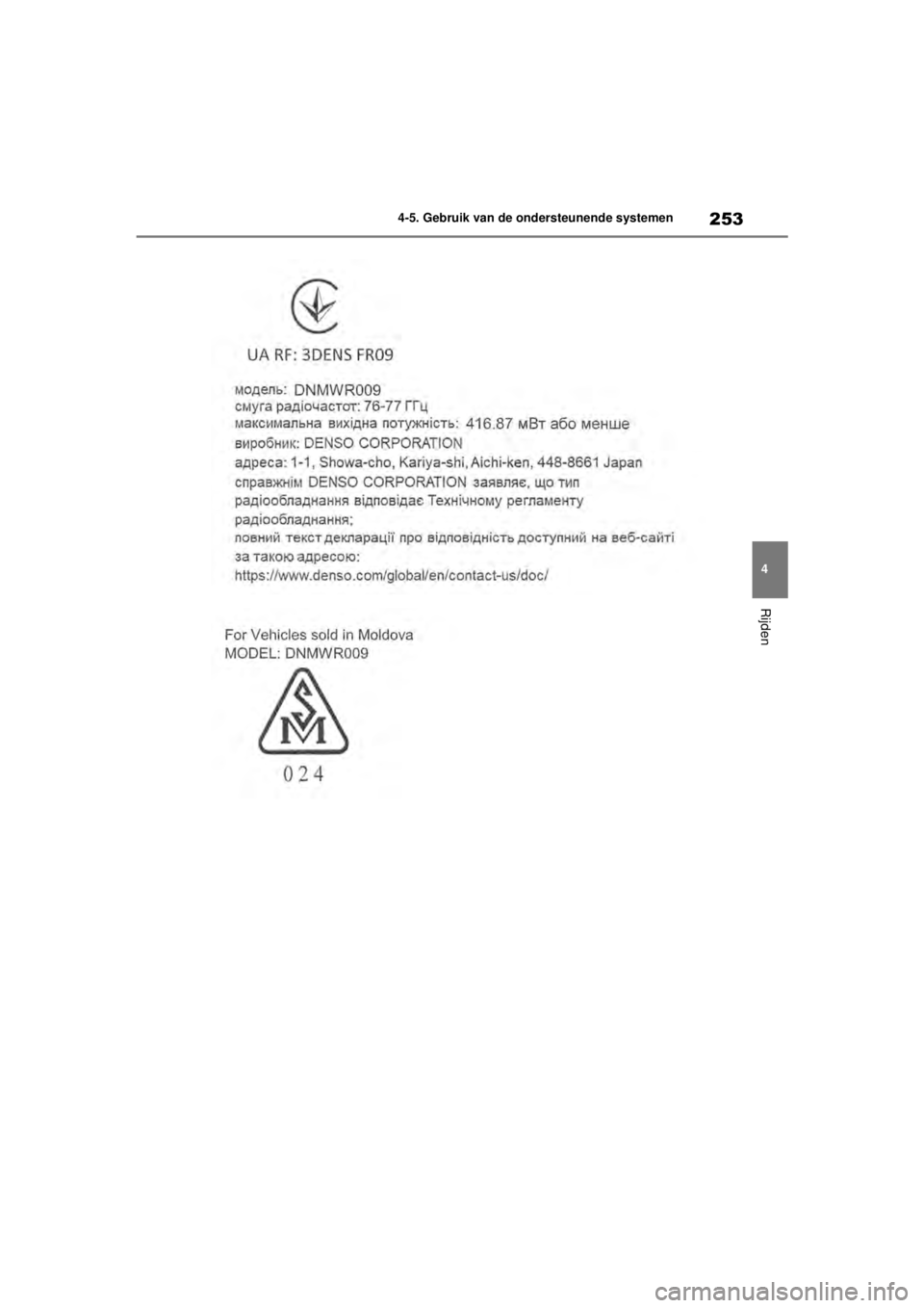 TOYOTA COROLLA HYBRID 2021  Instructieboekje (in Dutch) 253
4
4-5. Gebruik van de ondersteunende systemen
Rijden
COROLLA HV_TMMT_EE
COROLLA-HYBRID(TMMT)_OM_Europe_OM12P19E.book  
Page 253  Tuesday, August 25, 2020  9:11 AM 