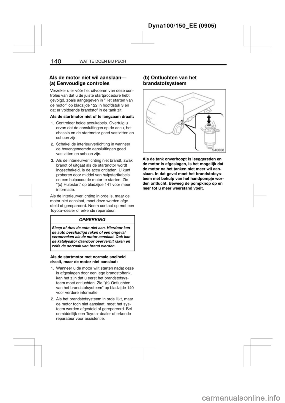 TOYOTA DYNA 2013  Instructieboekje (in Dutch) 