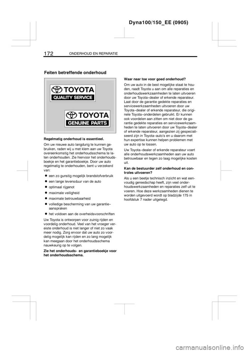 TOYOTA DYNA 2013  Instructieboekje (in Dutch) 