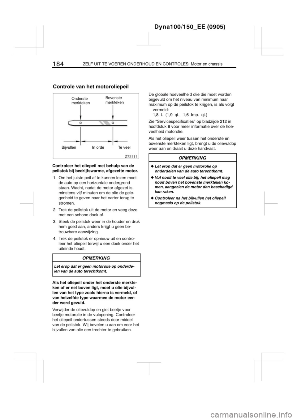 TOYOTA DYNA 2013  Instructieboekje (in Dutch) 