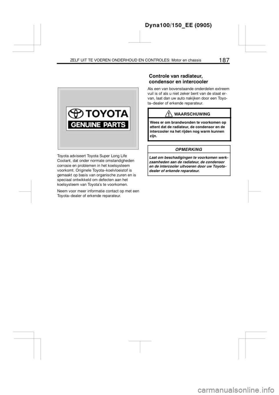 TOYOTA DYNA 2013  Instructieboekje (in Dutch) 