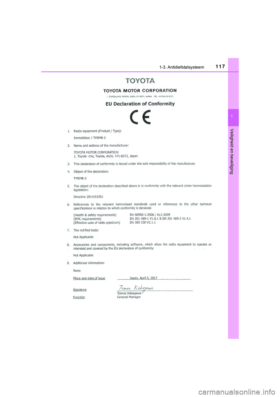 TOYOTA HILUX 2019  Instructieboekje (in Dutch) 1171-3. Antidiefstalsysteem
1
HILUX_OM_OM0K375E_(EE)
Veiligheid en beveiliging
HILUX_OM_OM0K375E_(EE).book  Page 117  Thursday, April 12, 2018  12:31 PM 