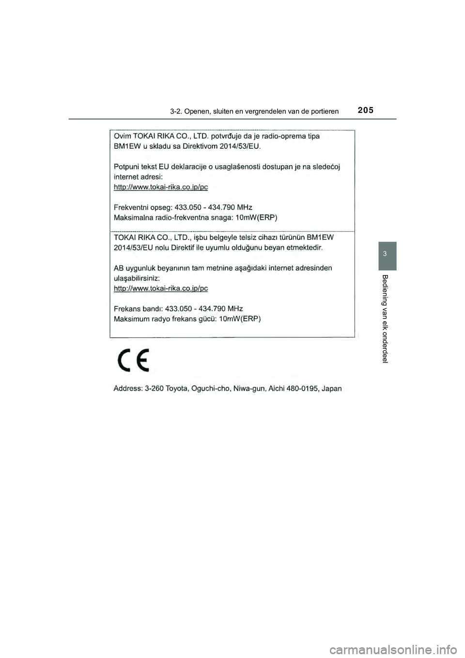 TOYOTA HILUX 2019  Instructieboekje (in Dutch) 2053-2. Openen, sluiten en vergrendelen van de portieren
3
Bediening van elk onderdeel
HILUX_OM_OM0K375E_(EE)
HILUX_OM_OM0K375E_(EE).book   Page 205  Thursday, April 12, 2018  12:31 PM 