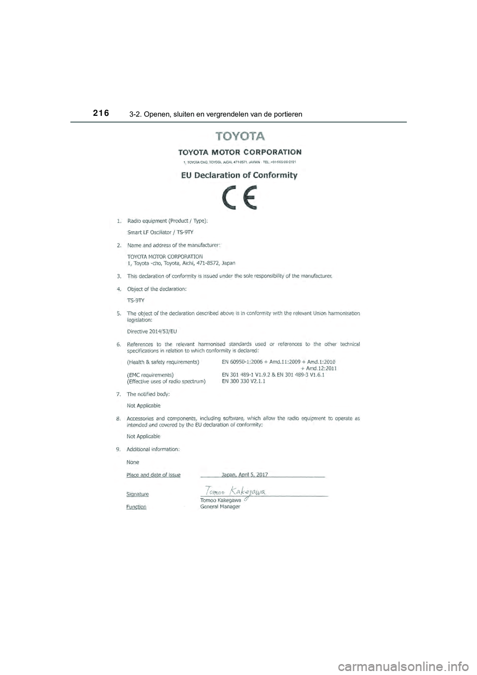 TOYOTA HILUX 2019  Instructieboekje (in Dutch) 2163-2. Openen, sluiten en vergrendelen van de portieren
HILUX_OM_OM0K375E_(EE)
HILUX_OM_OM0K375E_(EE).book  Page 216  Thursday, April 12, 2018  12:31 PM 