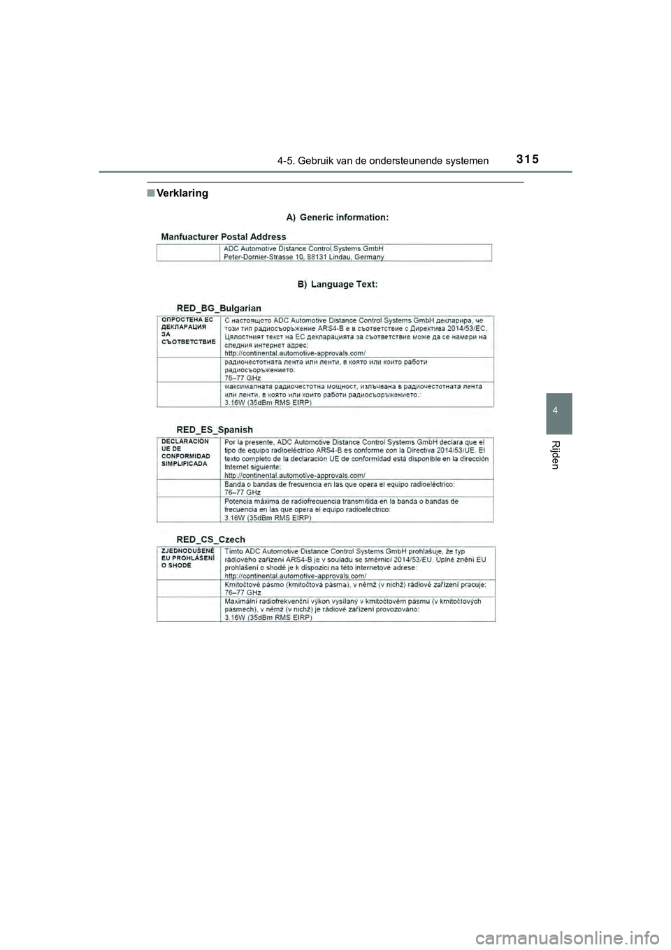 TOYOTA HILUX 2019  Instructieboekje (in Dutch) 3154-5. Gebruik van de ondersteunende systemen
4
Rijden
HILUX_OM_OM0K375E_(EE)
■Ve rk l a r i n g
HILUX_OM_OM0K375E_(EE).book   Page 315  Thursday, April 12, 2018  12:31 PM 