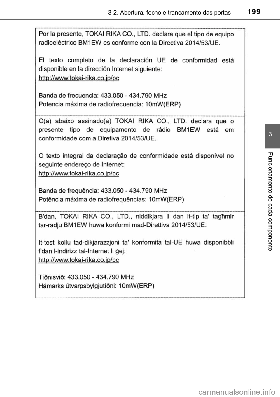 TOYOTA HILUX 2019  Manual de utilização (in Portuguese) 199������$�E�H�U�W�X�U�D���I�H�F�K�R��H��W�U�D�Q�F�D�P�H�Q�W�R��G�D�V��S�R�U�W�D�V
�
�)�X�Q�F�L�R�Q�D�P�H�Q�W�R��G�H��F�D�G�D��F�R�P�S�R�Q�H�Q�W�H 