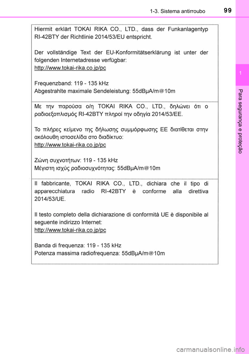 TOYOTA HILUX 2018  Manual de utilização (in Portuguese) 99������6�L�V�W�H�P�D��D�Q�W�L�U�U�R�X�E�R
�
�3�D�U�D��V�H�J�X�U�D�Q�o�D��H��S�U�R�W�H�o�m�R 