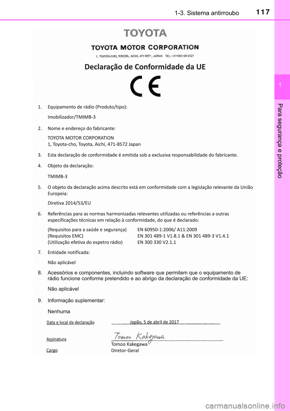 TOYOTA HILUX 2018  Manual de utilização (in Portuguese) 117������6�L�V�W�H�P�D��D�Q�W�L�U�U�R�X�E�R
�
�3�D�U�D��V�H�J�X�U�D�Q�o�D��H��S�U�R�W�H�o�m�R 