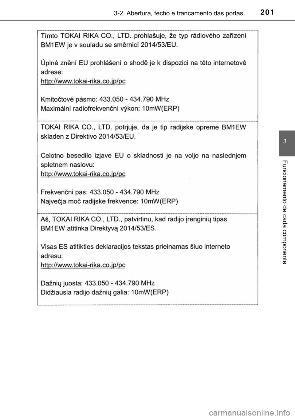 TOYOTA HILUX 2018  Manual de utilização (in Portuguese) 201������$�E�H�U�W�X�U�D���I�H�F�K�R��H��W�U�D�Q�F�D�P�H�Q�W�R��G�D�V��S�R�U�W�D�V
�
�)�X�Q�F�L�R�Q�D�P�H�Q�W�R��G�H��F�D�G�D��F�R�P�S�R�Q�H�Q�W�H 