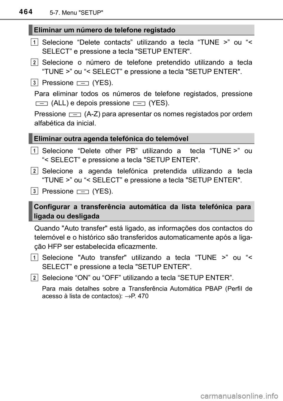 TOYOTA HILUX 2018  Manual de utilização (in Portuguese) 464������0�H�Q�X���6�(�7�8�3�
�6�H�O�H�F�L�R�Q�H� �