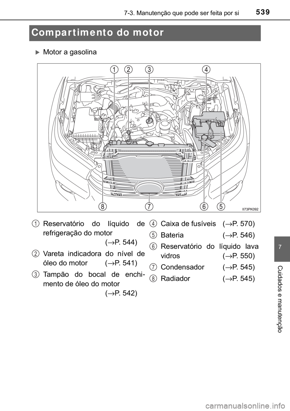 TOYOTA HILUX 2018  Manual de utilização (in Portuguese) 539������0�D�Q�X�W�H�Q�o�m�R��T�X�H��S�R�G�H��V�H�U��I�H�L�W�D��S�R�U��V�L
�
�&�X�L�G�D�G�R�V��H��P�D�Q�X�W�H�Q�o�m�R
Compar timento do motor
�X�0�R�W�R�U��D��J�D�V�R�O�L�Q�D
�5�H�V�H�
