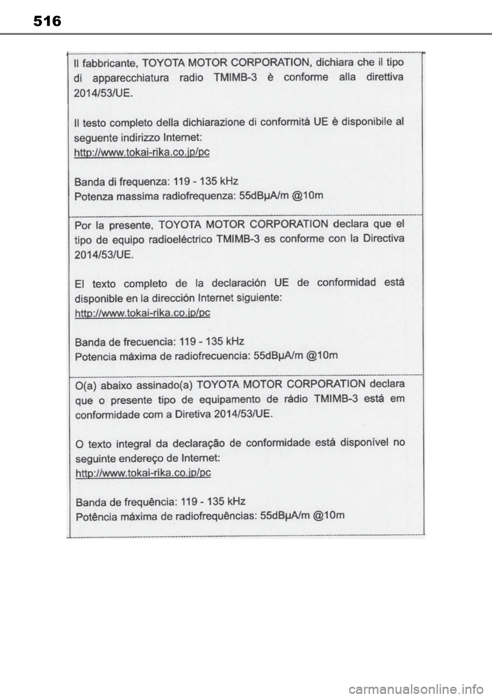 TOYOTA MIRAI 2023  Manual de utilização (in Portuguese) 516 
