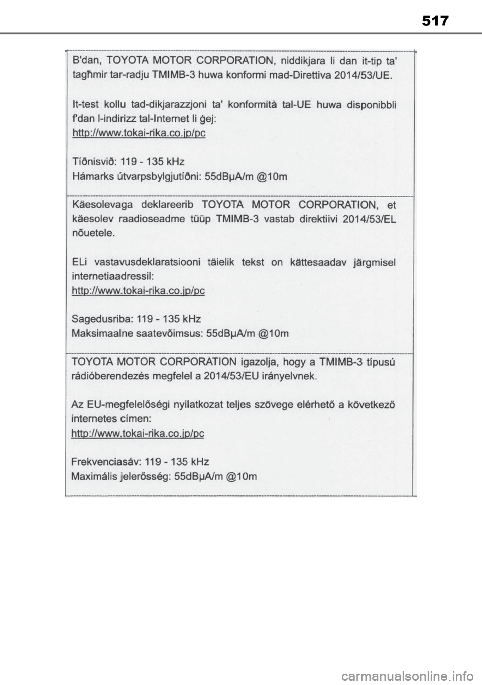 TOYOTA MIRAI 2023  Manual de utilização (in Portuguese) 517 