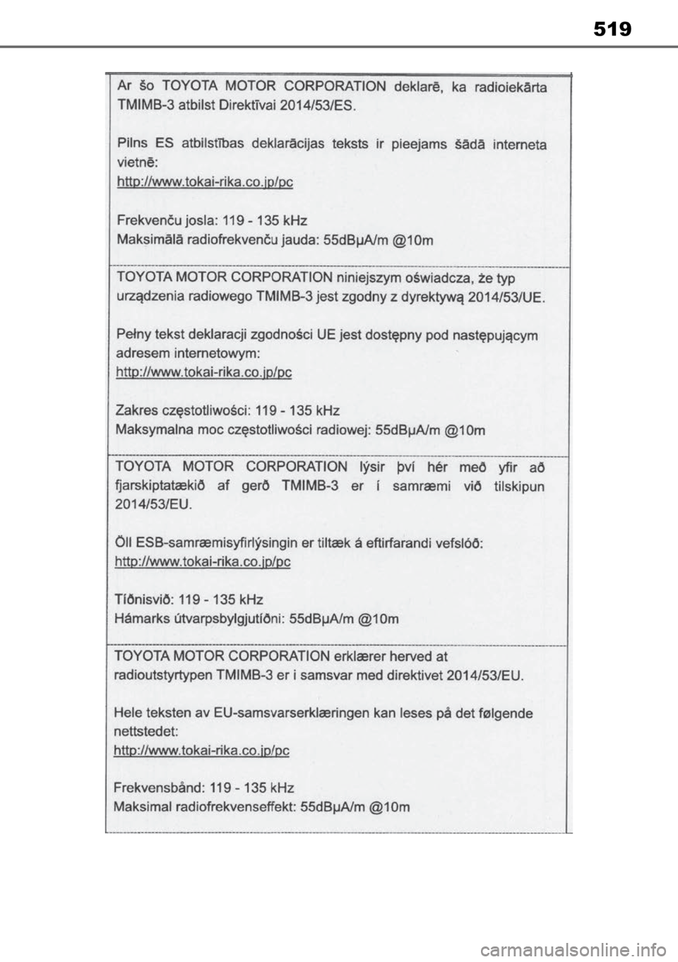 TOYOTA MIRAI 2023  Manual de utilização (in Portuguese) 519 