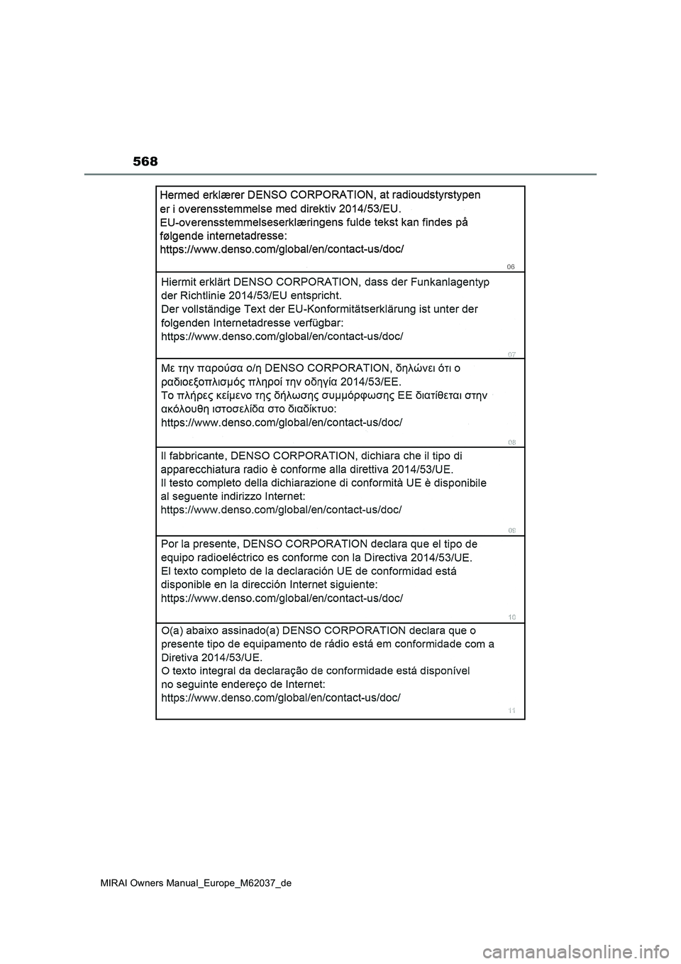 TOYOTA MIRAI 2020  Betriebsanleitungen (in German) 568
MIRAI Owners Manual_Europe_M62037_de 