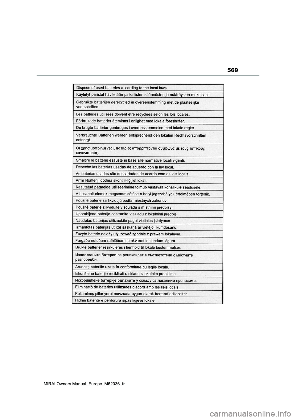 TOYOTA MIRAI 2020  Manuel du propriétaire (in French) 569
MIRAI Owners Manual_Europe_M62036_fr 