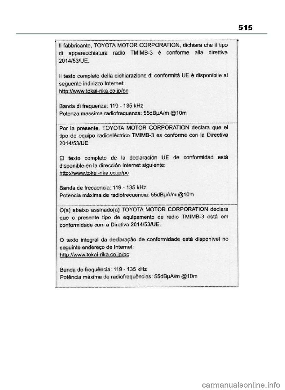 TOYOTA MIRAI 2020  Instrukcja obsługi (in Polish) 515
70 Mirai OM62035E  10/2/21  19:44  Page 515 