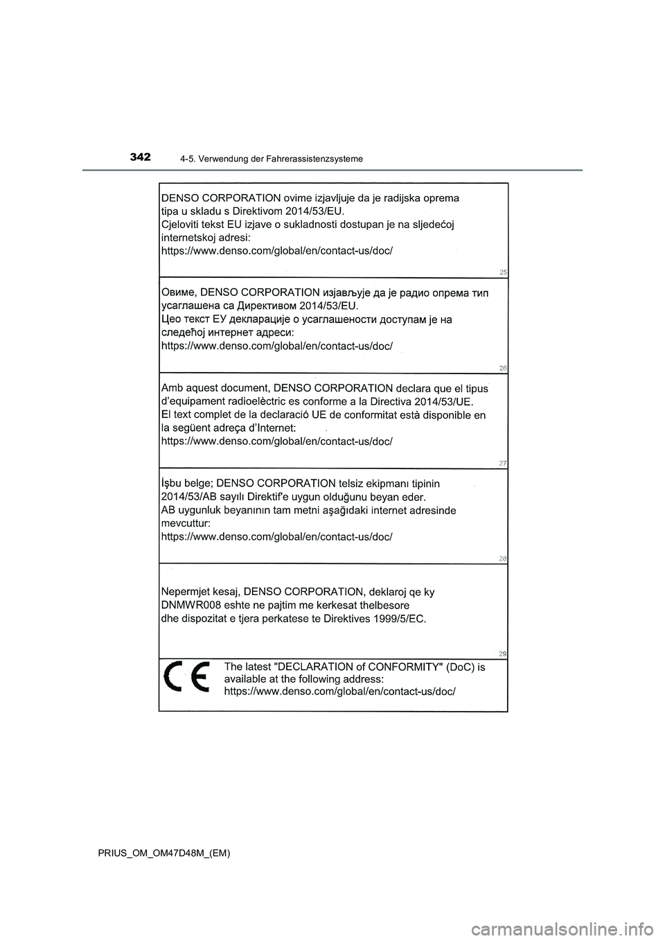 TOYOTA PRIUS 2020  Betriebsanleitungen (in German) 3424-5. Verwendung der Fahrerassistenzsysteme
PRIUS_OM_OM47D48M_(EM) 