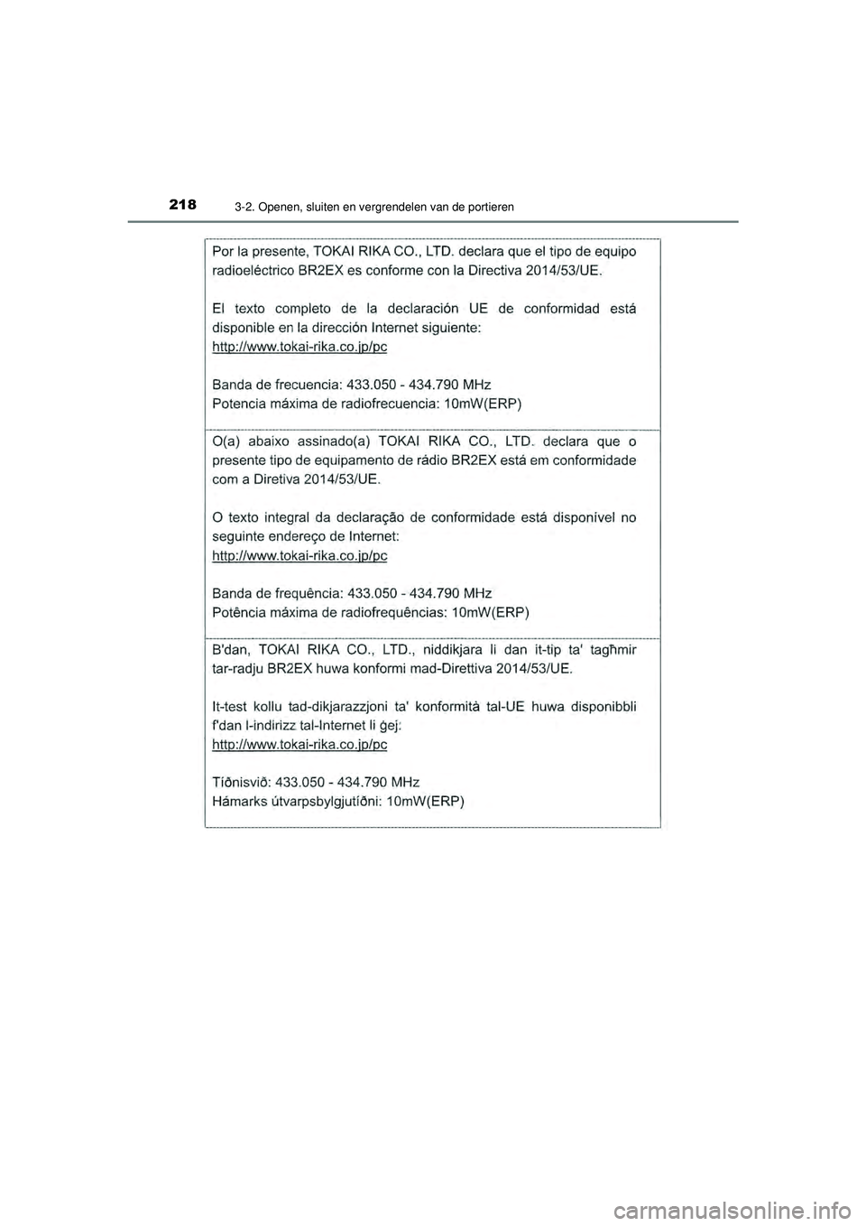 TOYOTA PRIUS 2020  Instructieboekje (in Dutch) 2183-2. Openen, sluiten en vergrendelen van de portieren
PRIUS_OM_OM47D94E_(EE)
PRIUS_OM_OM47D94E_(EE).book  Page 218  Monday, February 3, 2020  9:55 AM 