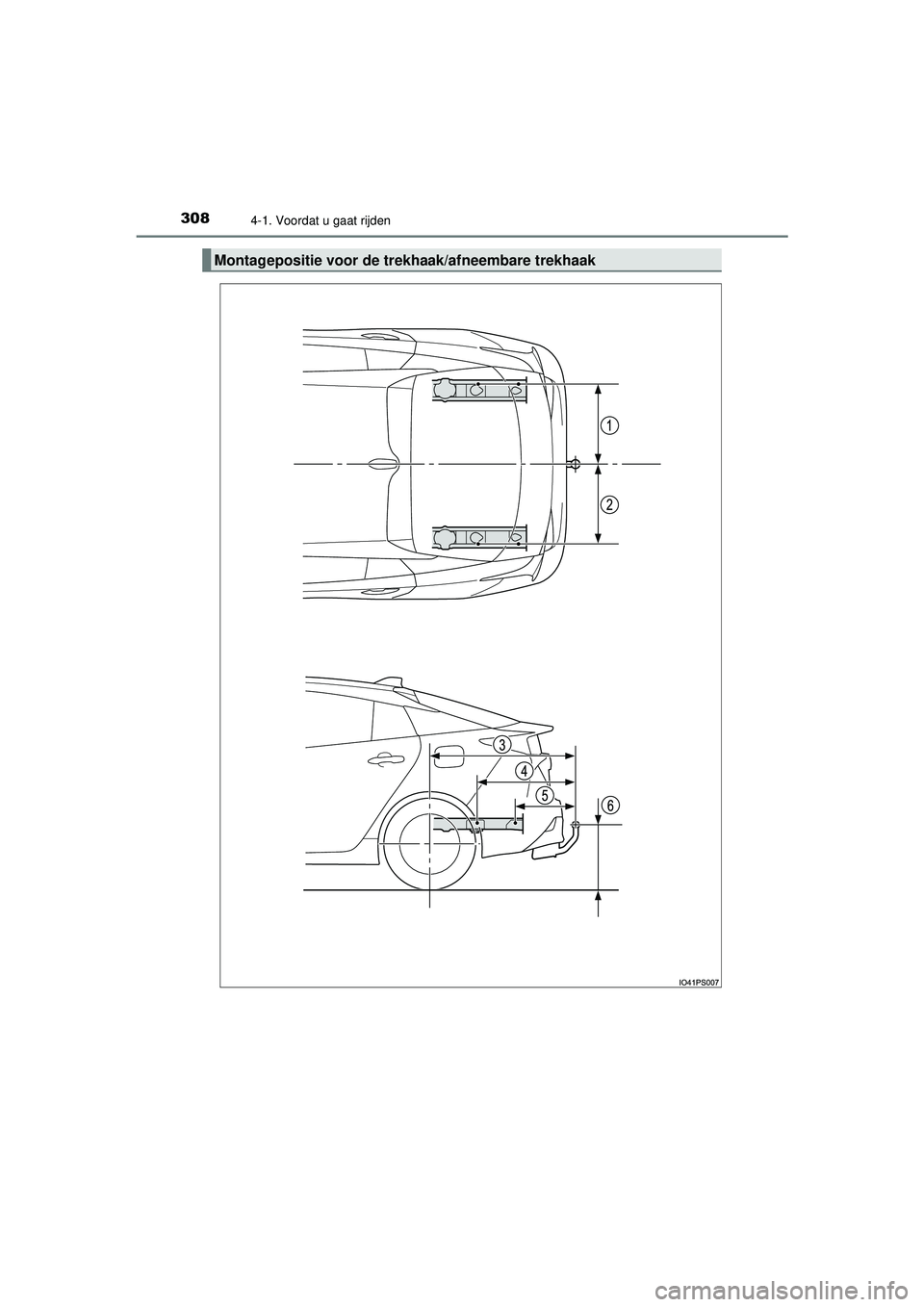 TOYOTA PRIUS 2020  Instructieboekje (in Dutch) 3084-1. Voordat u gaat rijden
PRIUS_OM_OM47D94E_(EE)
Montagepositie voor de trekhaak/afneembare trekhaak
PRIUS_OM_OM47D94E_(EE).book  Page 308   Monday, February 3, 2020  9:55 AM 