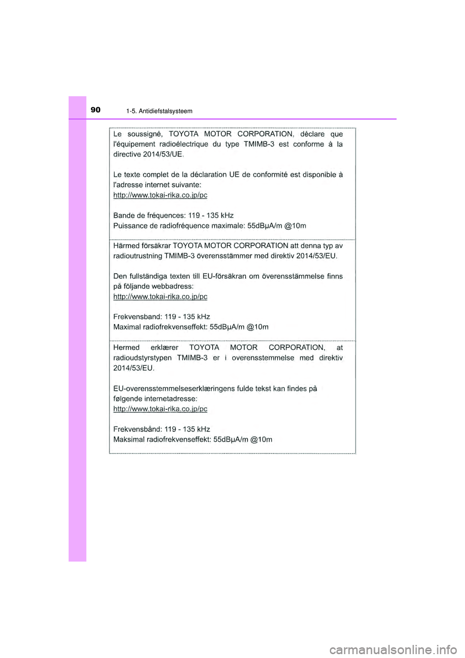 TOYOTA PRIUS 2020  Instructieboekje (in Dutch) 901-5. Antidiefstalsysteem
PRIUS_OM_OM47D94E_(EE)
PRIUS_OM_OM47D94E_(EE).book  Page 90  Monday, February 3, 2020  9:55 AM 