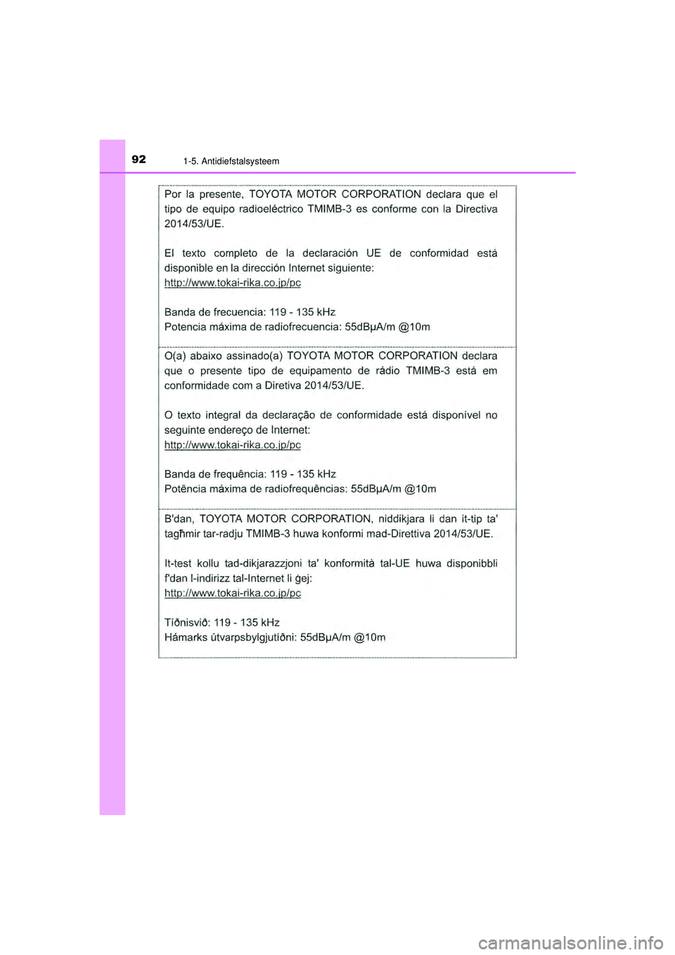 TOYOTA PRIUS 2020  Instructieboekje (in Dutch) 921-5. Antidiefstalsysteem
PRIUS_OM_OM47D94E_(EE)
PRIUS_OM_OM47D94E_(EE).book  Page 92  Monday, February 3, 2020  9:55 AM 